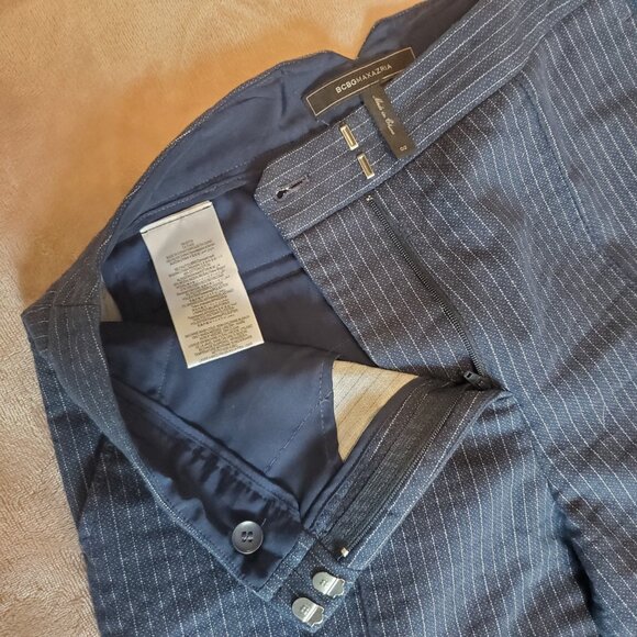 BCBGMaxAzria Y2K Pinstripe Power Business Pant Suit in Muted Navy Blue - Picture 12 of 15